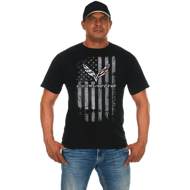 Chevy Corvette Stingray Garage Go Car American Flag T-Shirt 